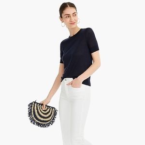 J. Crew Raffia Woven Zip-Top Clutch